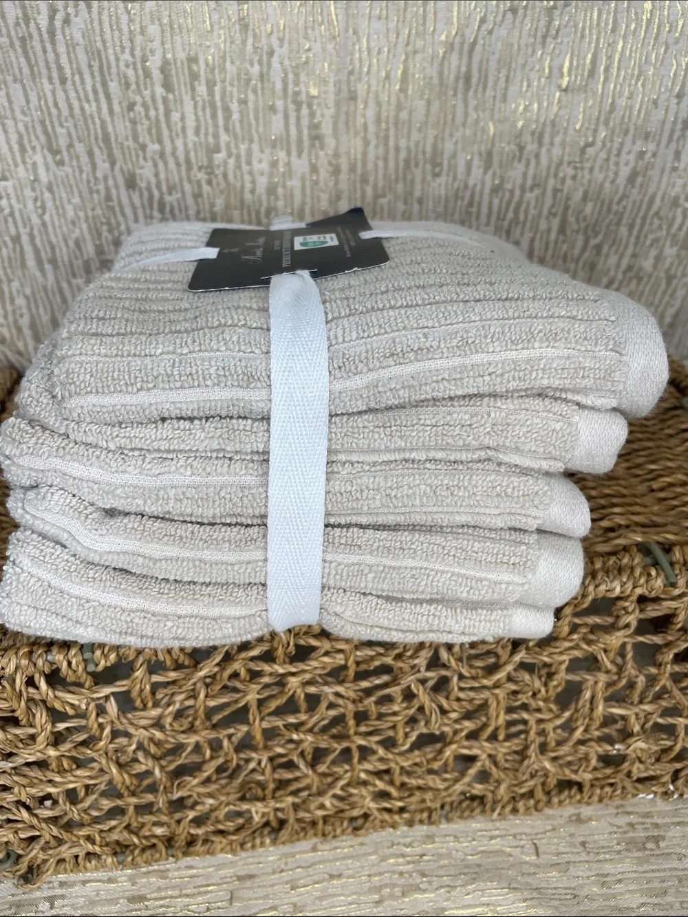 Brooks Brothers Set of 5 Premium Standard Turkish Washcloths - Light Beige New